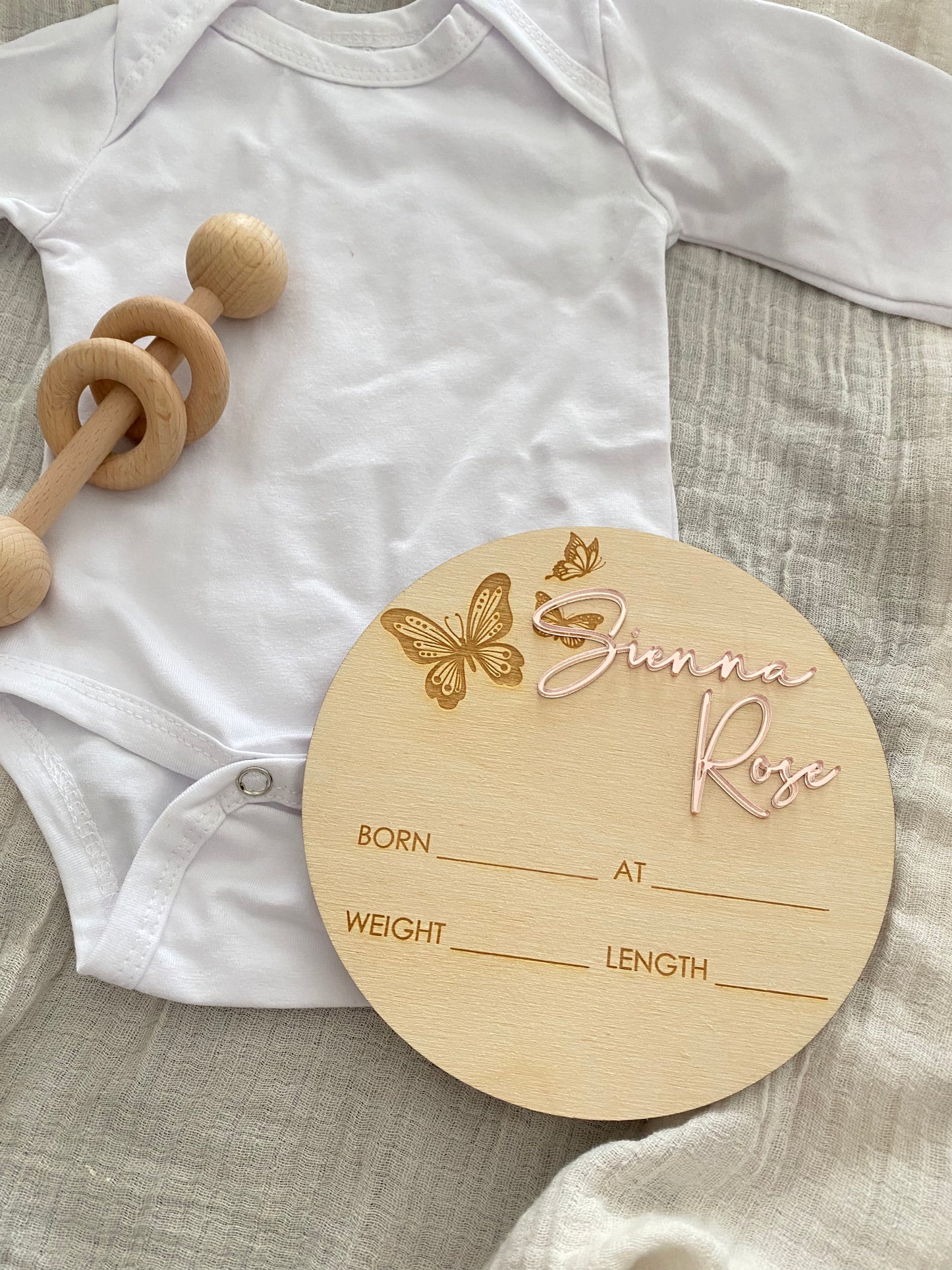 Birth Announcement Plaque - (Butterflies)