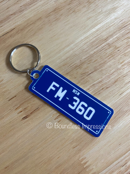 Personalised 'Number Plate' Keyring