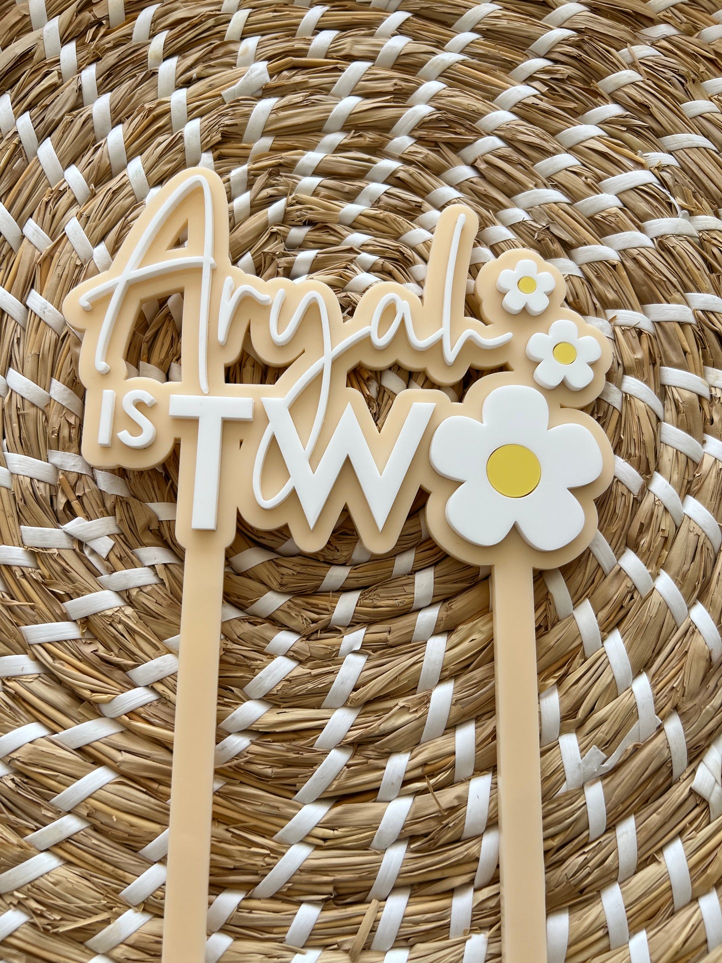 2 Layer 'Daisy Style' Acrylic Cake Topper