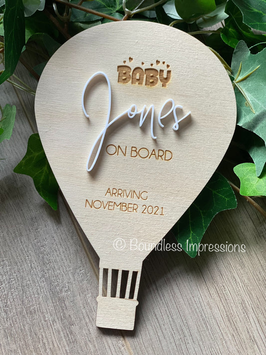 Pregnancy Announcement Plaque - Hot Air Balloon