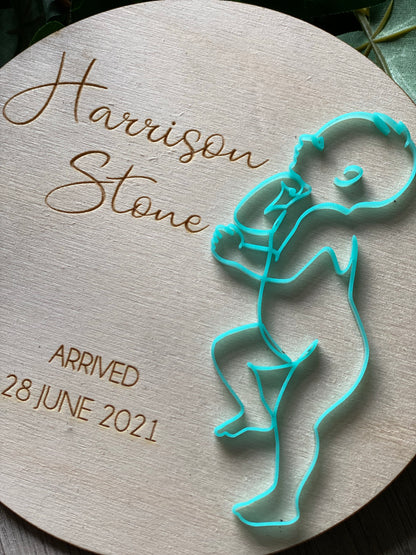 Baby Announcement Plaque - 3D Art