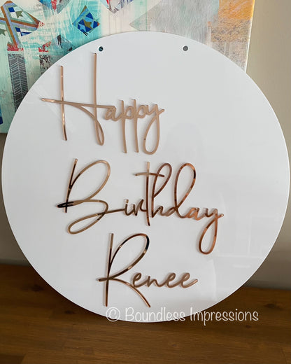 Double Sided Round 3D Acrylic Sign
