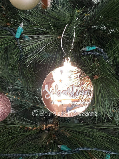 Personalised Mirror - Christmas Tree Ornaments