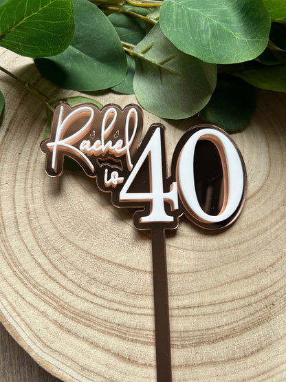 Name/Number Medium 2 Layer Acrylic Cake Topper (11cm)