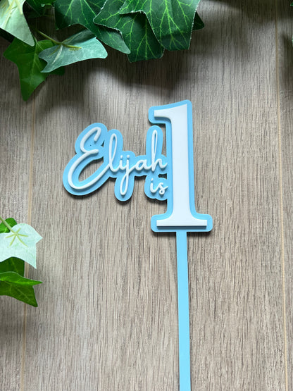Name/Number Medium 2 Layer Acrylic Cake Topper (11cm)