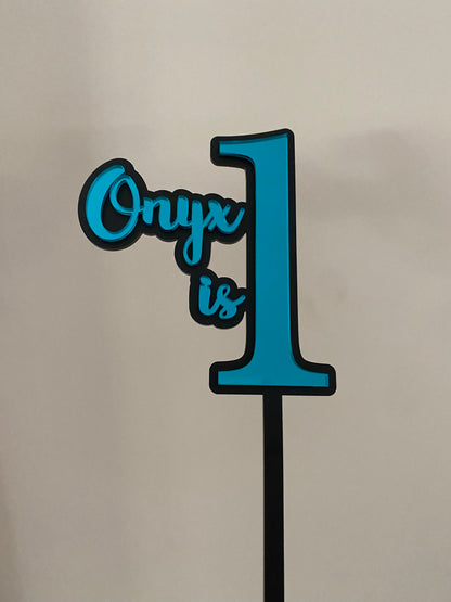 Name/Number Medium 2 Layer Acrylic Cake Topper (11cm)