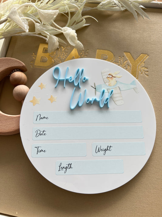 Birth Announcement Plaque (Plane)