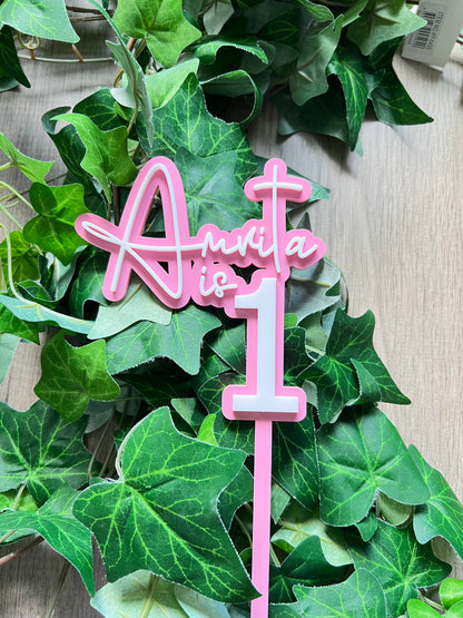 Name/Number Medium 2 Layer Acrylic Cake Topper (11cm)