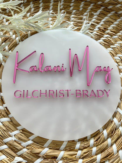 3D Acrylic Baby Announcement Plaque