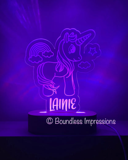 Personalised Engraved + Cutout Character Night Light - Beech (Multi Coloured Light)