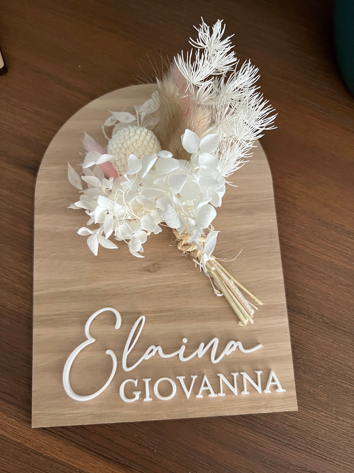 Arch Timber Bloom Baby Announcement/ Name Plaque