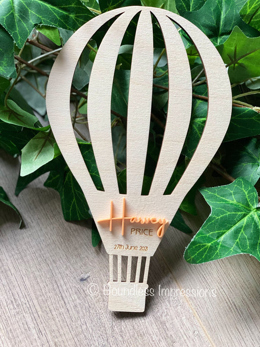 Birth Announcement / Name Plaque - Hot Air Balloon